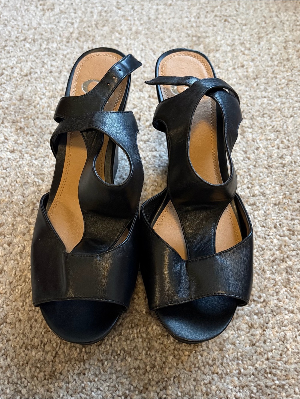 Gianni Bini Black Leather Open-Toe Slingback Sandals